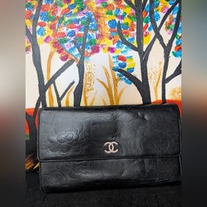Rehab Chanel Black Leather Wallet